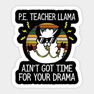 PE Teacher Llama Retro Vintage Sunset Gift Sticker